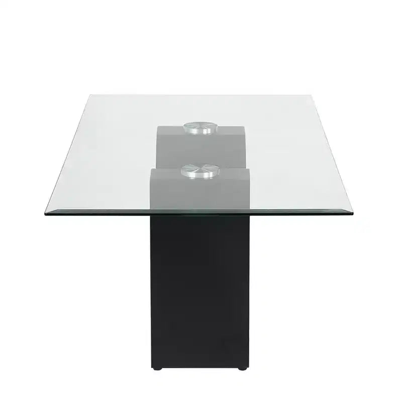 Mesa de centro rectangular moderna transparente/negra — Marco de acero y vidrio templado