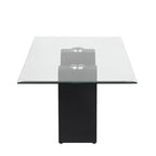 Mesa de centro rectangular moderna transparente/negra — Marco de acero y vidrio templado