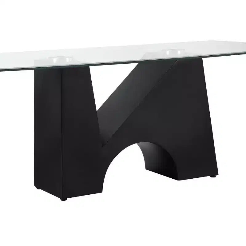 Mesa de centro rectangular moderna transparente/negra — Marco de acero y vidrio templado