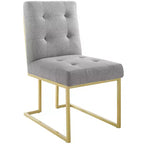 Silla de comedor tapizada sin brazos de acero inoxidable dorado, capacidad para 1 persona
