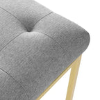 Silla de comedor tapizada sin brazos de acero inoxidable dorado, capacidad para 1 persona