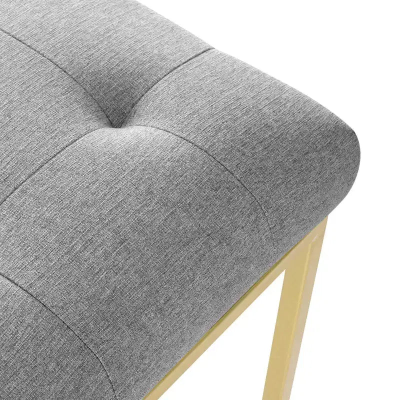 Silla de comedor tapizada sin brazos de acero inoxidable dorado, capacidad para 1 persona