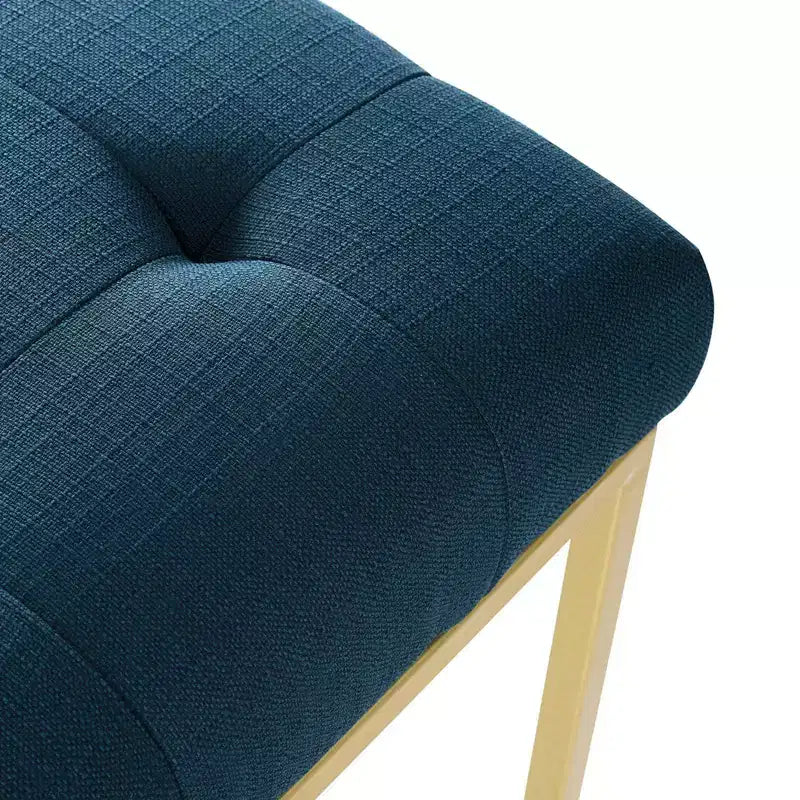 Silla de comedor tapizada sin brazos de acero inoxidable dorado, capacidad para 1 persona
