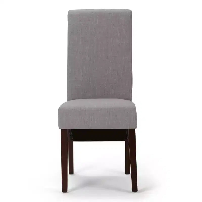 Sillas de comedor de tela con aspecto de lino gris paloma/beige claro, juego de 2