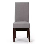 Sillas de comedor de tela con aspecto de lino gris paloma/beige claro, juego de 2
