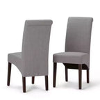 Sillas de comedor de tela con aspecto de lino gris paloma/beige claro, juego de 2