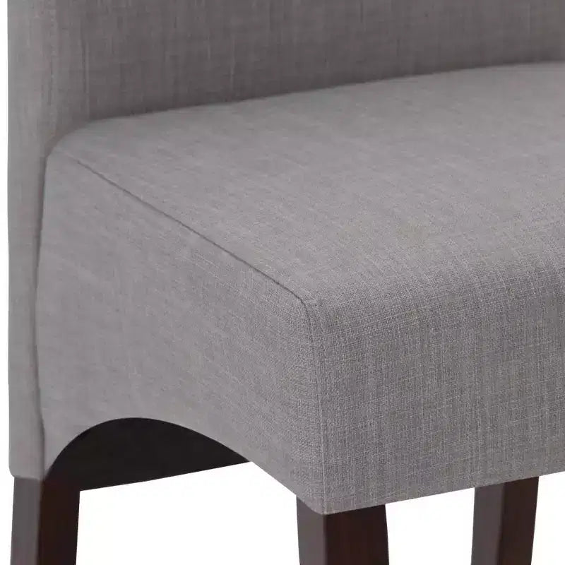 Sillas de comedor de tela con aspecto de lino gris paloma/beige claro, juego de 2