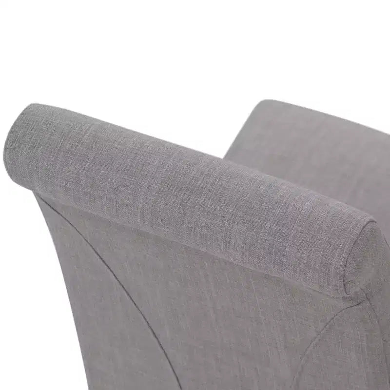 Sillas de comedor de tela con aspecto de lino gris paloma/beige claro, juego de 2