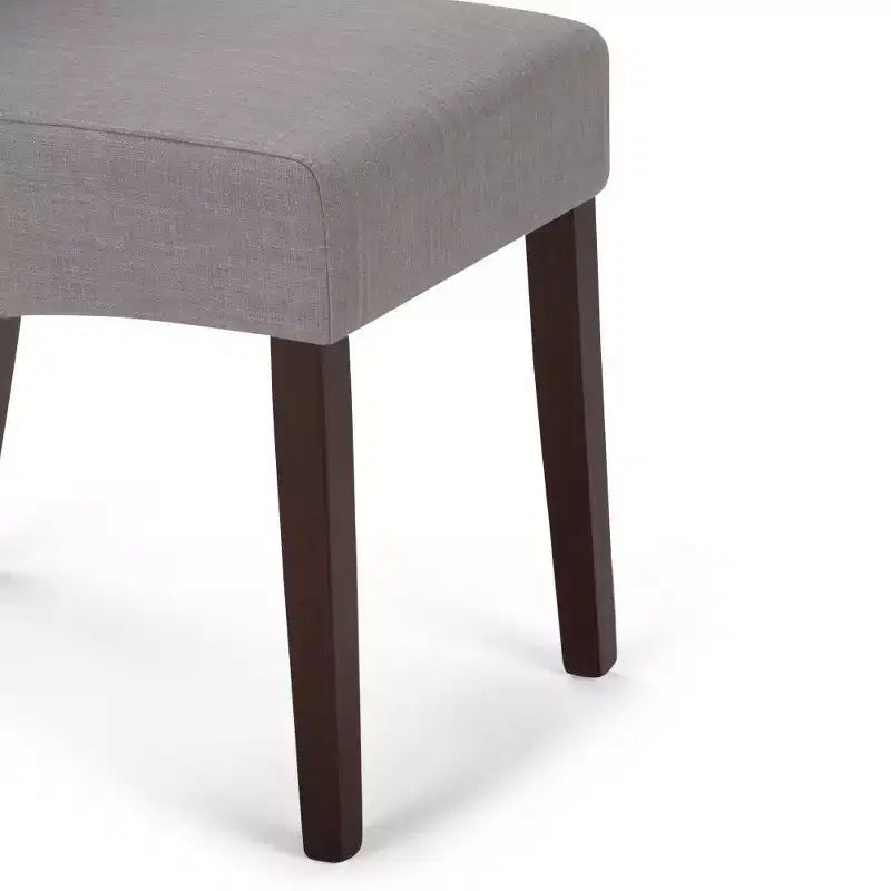 Sillas de comedor de tela con aspecto de lino gris paloma/beige claro, juego de 2
