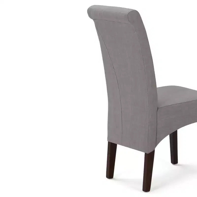 Sillas de comedor de tela con aspecto de lino gris paloma/beige claro, juego de 2