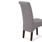 Sillas de comedor de tela con aspecto de lino gris paloma/beige claro, juego de 2