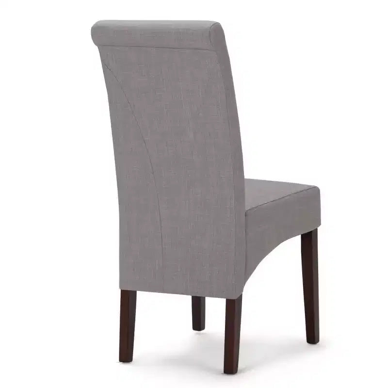 Sillas de comedor de tela con aspecto de lino gris paloma/beige claro, juego de 2