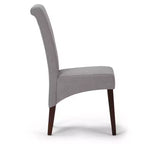 Sillas de comedor de tela con aspecto de lino gris paloma/beige claro, juego de 2