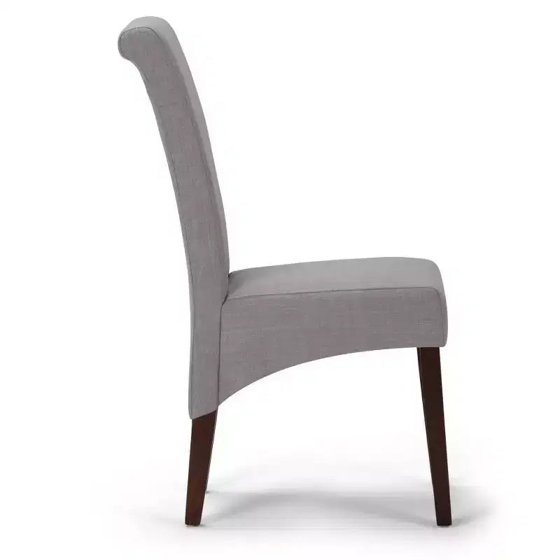 Sillas de comedor de tela con aspecto de lino gris paloma/beige claro, juego de 2
