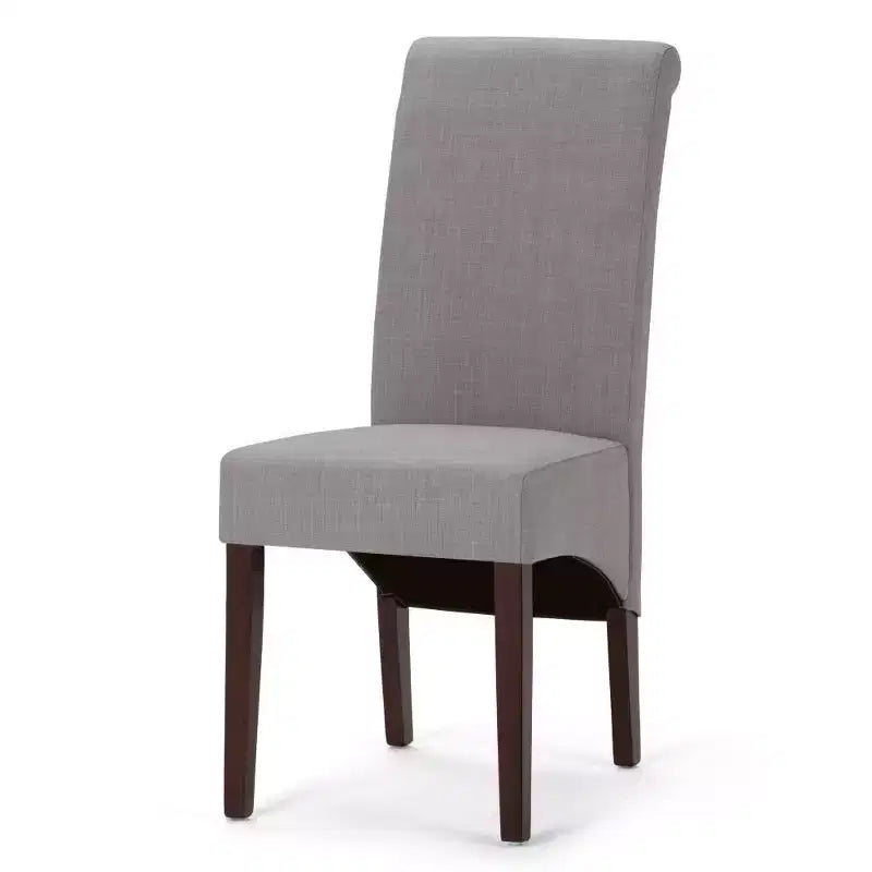 Sillas de comedor de tela con aspecto de lino gris paloma/beige claro, juego de 2