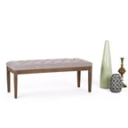 Puf otomano tapizado con mechones de lino natural/gris nube/marrón envejecido, 1-2 personas