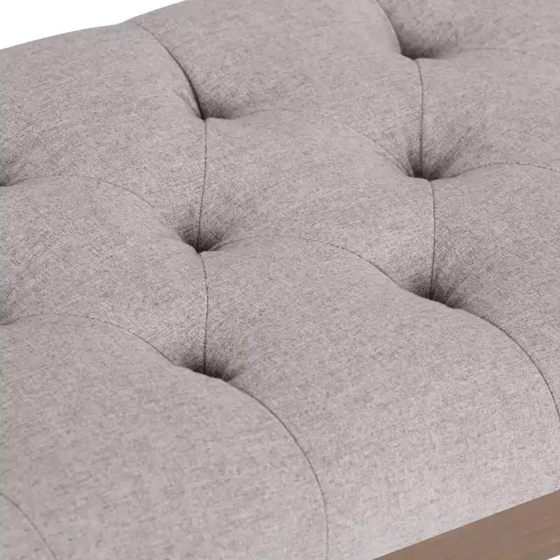Puf otomano tapizado con mechones de lino natural/gris nube/marrón envejecido, 1-2 personas