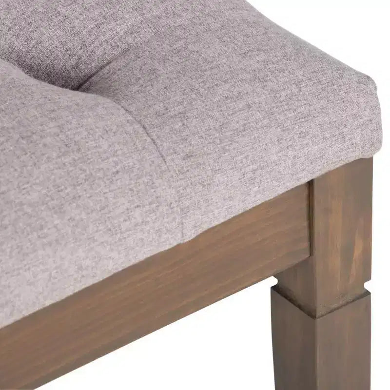 Puf otomano tapizado con mechones de lino natural/gris nube/marrón envejecido, 1-2 personas