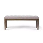 Puf otomano tapizado con mechones de lino natural/gris nube/marrón envejecido, 1-2 personas