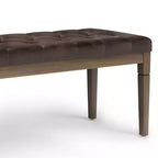 Puf otomano tapizado con mechones de lino natural/gris nube/marrón envejecido, 1-2 personas