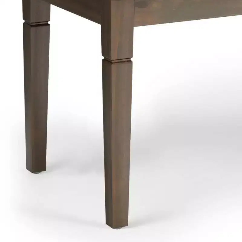 Puf otomano tapizado con mechones de lino natural/gris nube/marrón envejecido, 1-2 personas