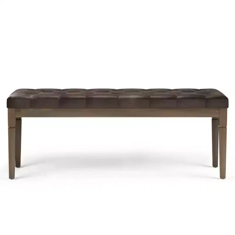 Puf otomano tapizado con mechones de lino natural/gris nube/marrón envejecido, 1-2 personas