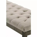 Puf otomano tapizado con mechones de lino natural/gris nube/marrón envejecido, 1-2 personas