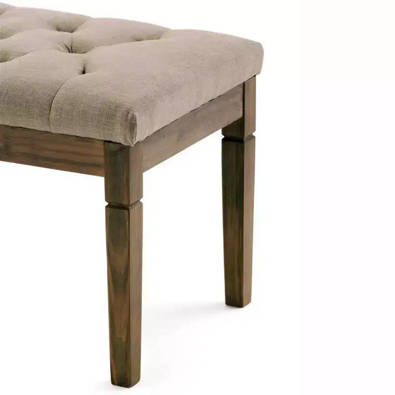 Puf otomano tapizado con mechones de lino natural/gris nube/marrón envejecido, 1-2 personas