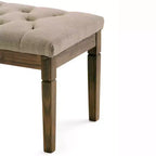 Puf otomano tapizado con mechones de lino natural/gris nube/marrón envejecido, 1-2 personas
