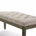 Puf otomano tapizado con mechones de lino natural/gris nube/marrón envejecido, 1-2 personas