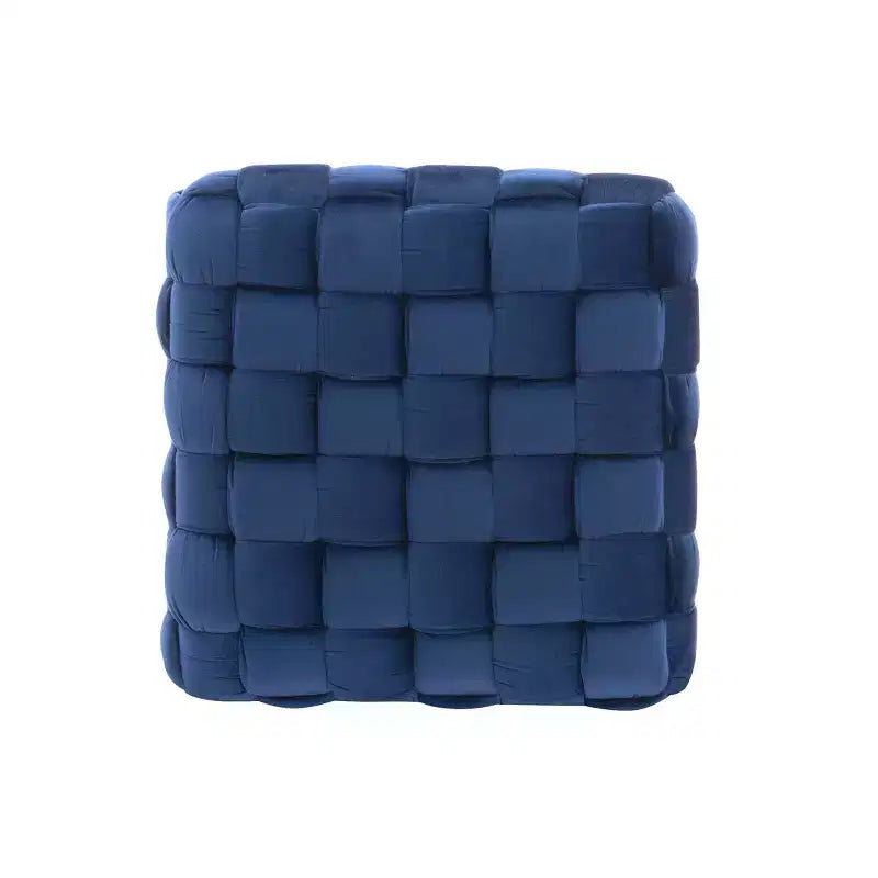 Puf otomano cuadrado gris / azul marino / tostado, 1 asiento