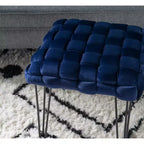 Puf otomano cuadrado gris / azul marino / tostado, 1 asiento
