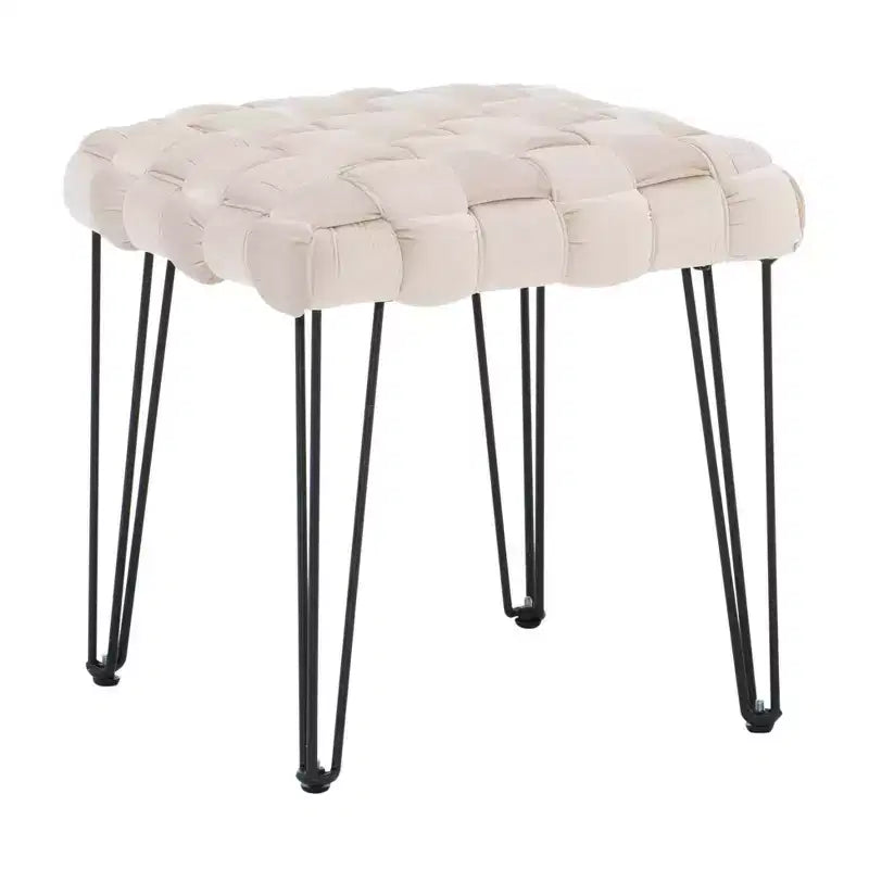 Puf otomano cuadrado gris / azul marino / tostado, 1 asiento