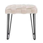 Puf otomano cuadrado gris / azul marino / tostado, 1 asiento