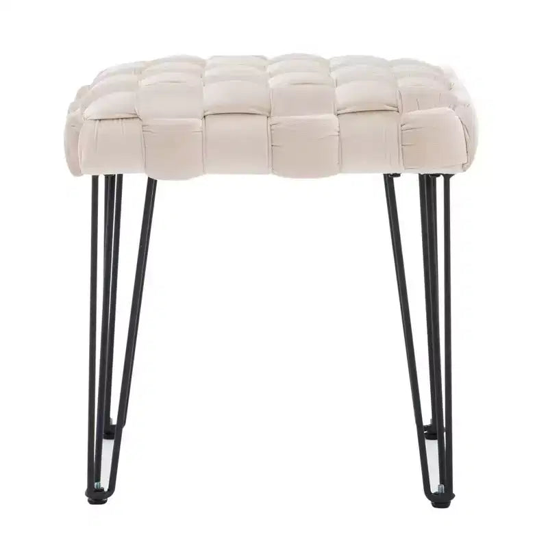 Puf otomano cuadrado gris / azul marino / tostado, 1 asiento