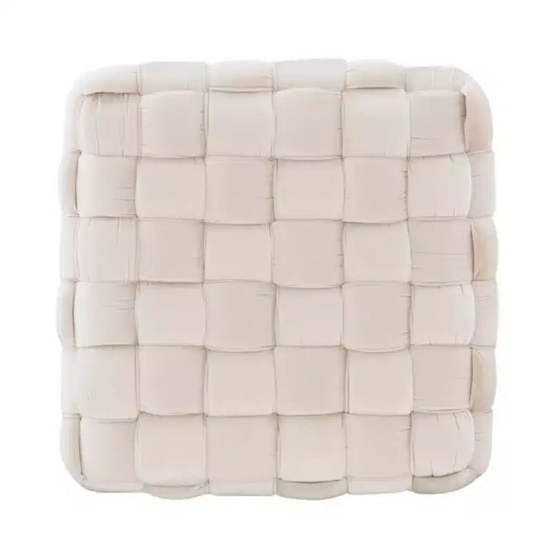 Puf otomano cuadrado gris / azul marino / tostado, 1 asiento