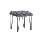 Puf otomano cuadrado gris / azul marino / tostado, 1 asiento