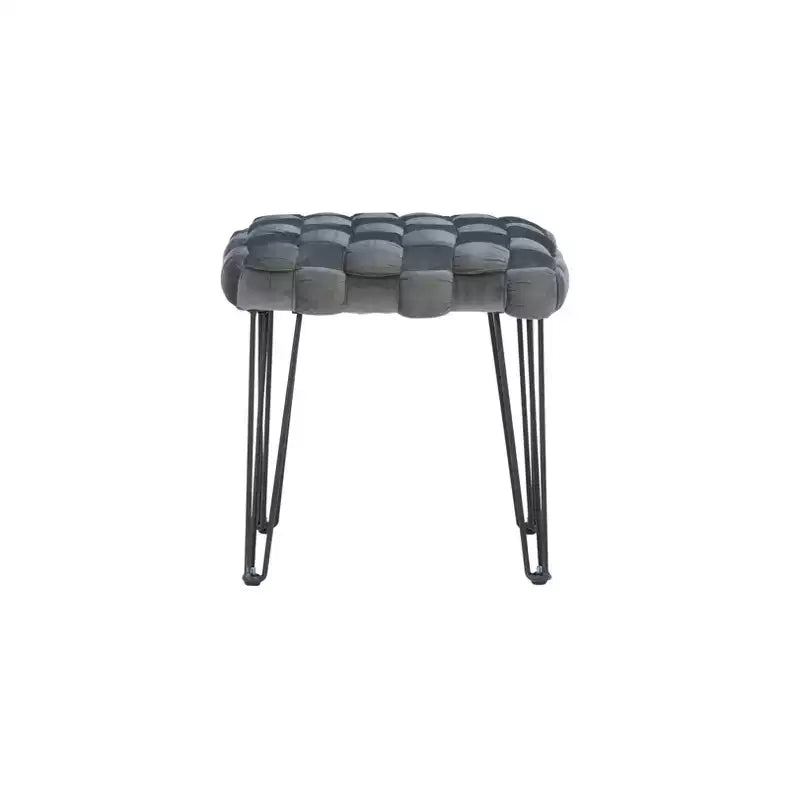 Puf otomano cuadrado gris / azul marino / tostado, 1 asiento