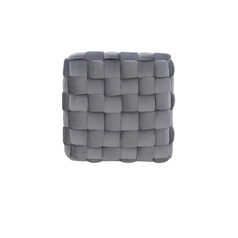 Puf otomano cuadrado gris / azul marino / tostado, 1 asiento