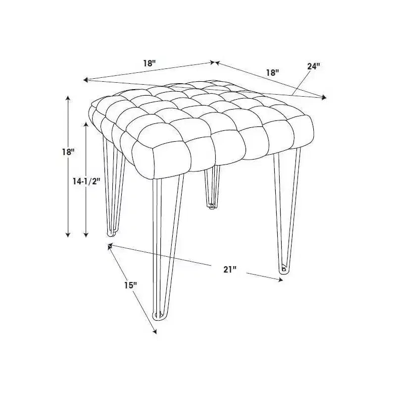 Puf otomano cuadrado gris / azul marino / tostado, 1 asiento