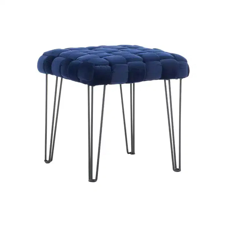 Puf otomano cuadrado gris / azul marino / tostado, 1 asiento