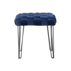 Puf otomano cuadrado gris / azul marino / tostado, 1 asiento