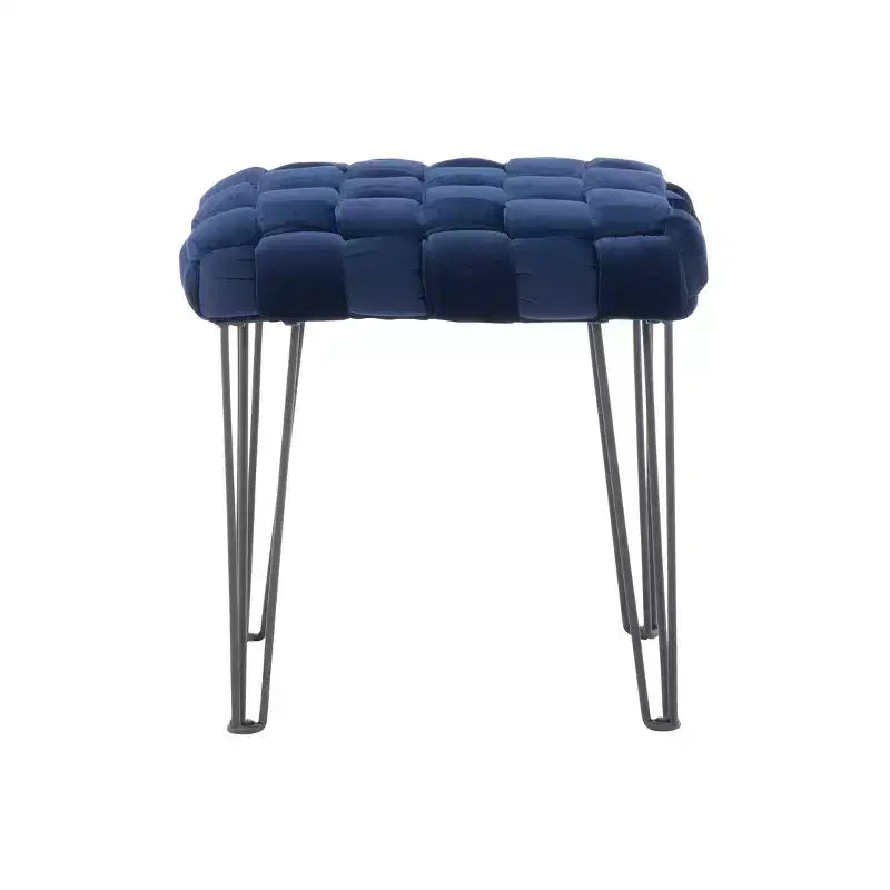 Puf otomano cuadrado gris / azul marino / tostado, 1 asiento