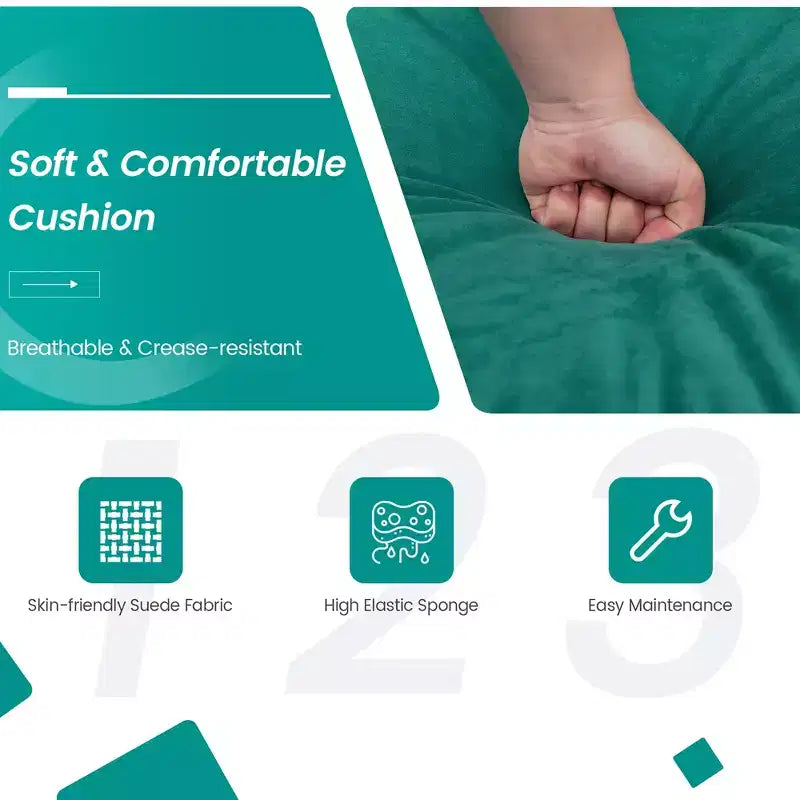 Sofá seccional de 3 plazas color cerceta, con capacidad para 3 personas, piel sintética